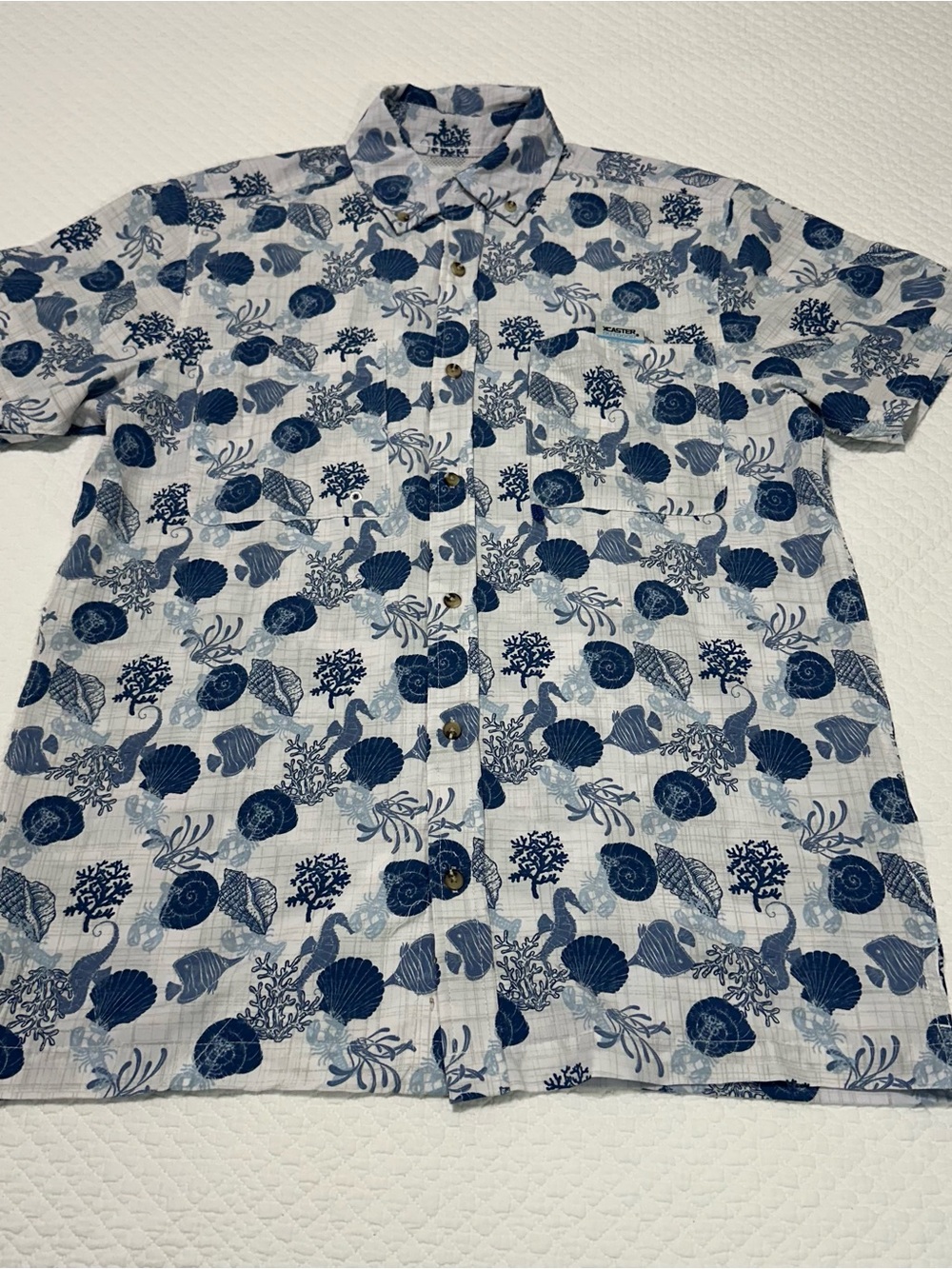 Casual Short-Sleeve Button-Down Shirt - Blue Sea Life Print